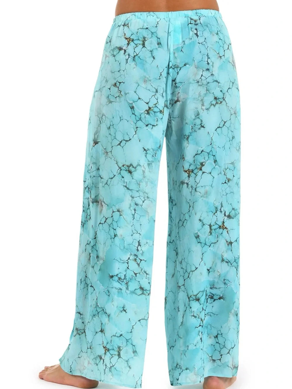 L’agence Size XL Turquoise Print Geraldine Swim Coverup Overlap Pants